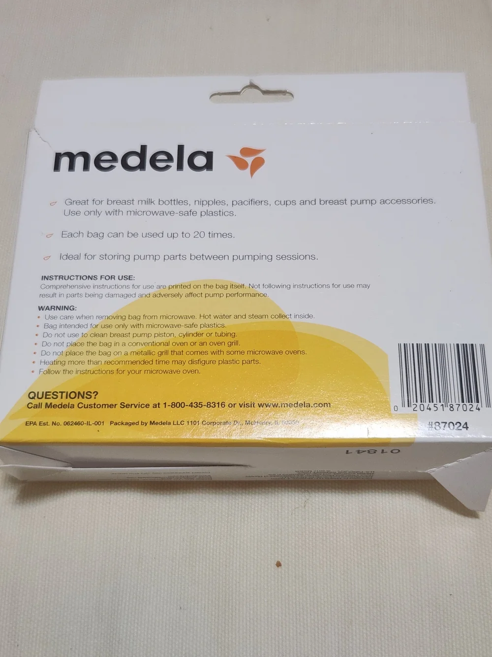Medela Quick Clean Micro-Steam Bags - White & Yellow Packaging